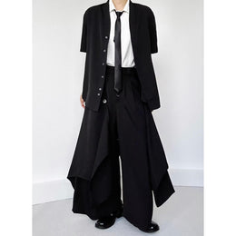 Collarless Drop-Shoulder Sleeves Formal Shirt