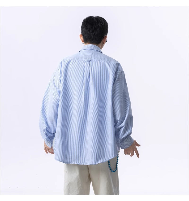 Men Vertical Striped Spread Collar Casual Shirt