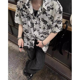 Men Floral Printed Spread Collar Casual Shirt