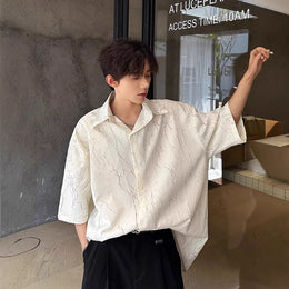 Abstract Printed Cutaway Collar Shirt