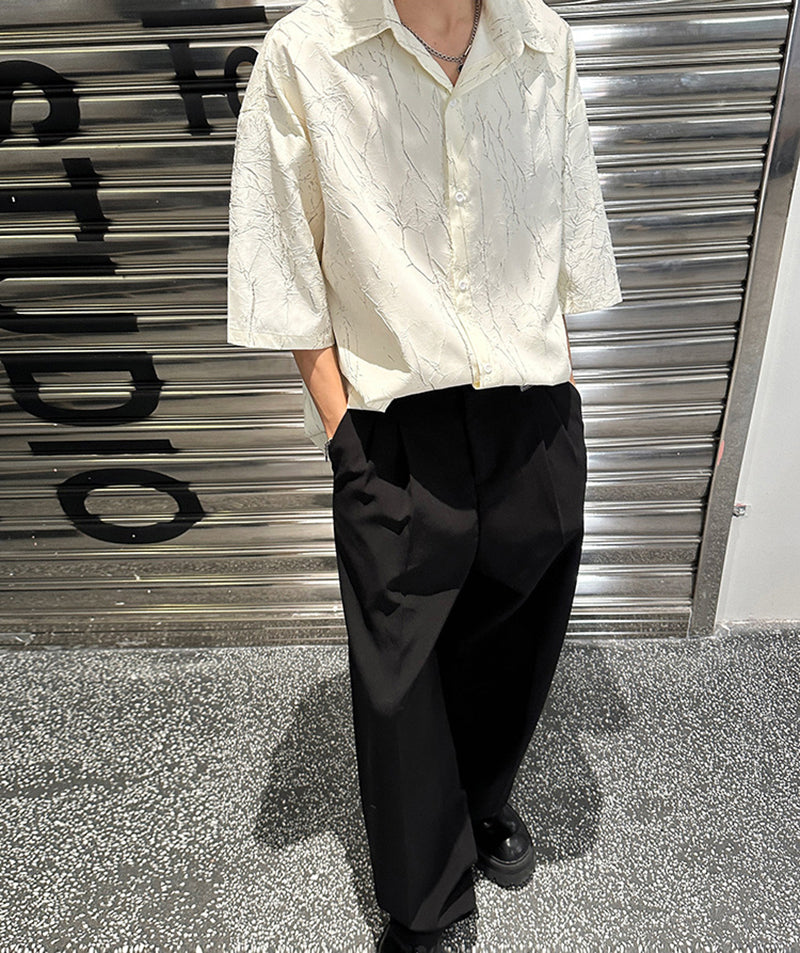 Abstract Printed Cutaway Collar Shirt