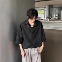 Abstract Printed Cutaway Collar Casual Shirt