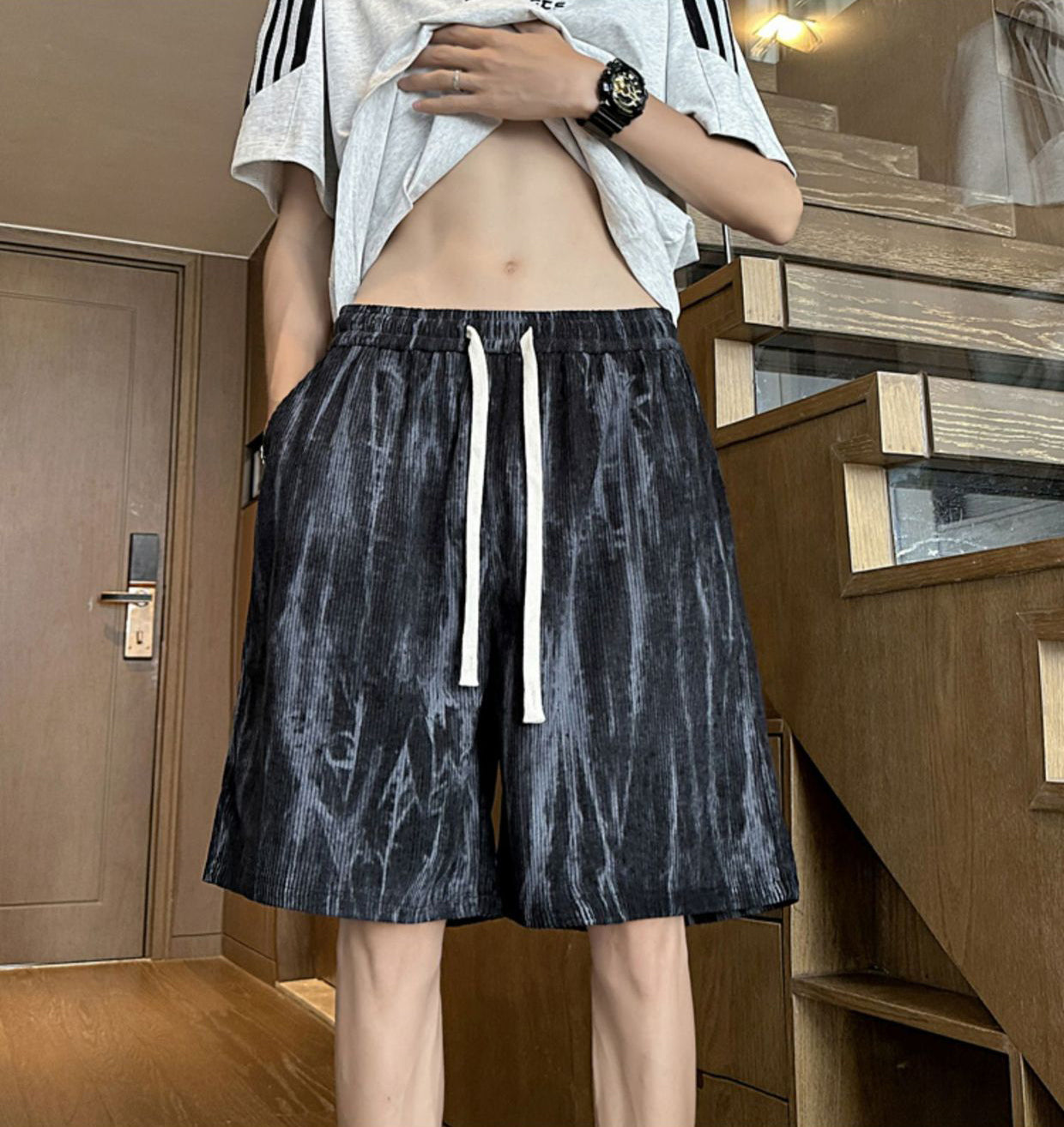 Men Abstract Printed Outdoor Shorts