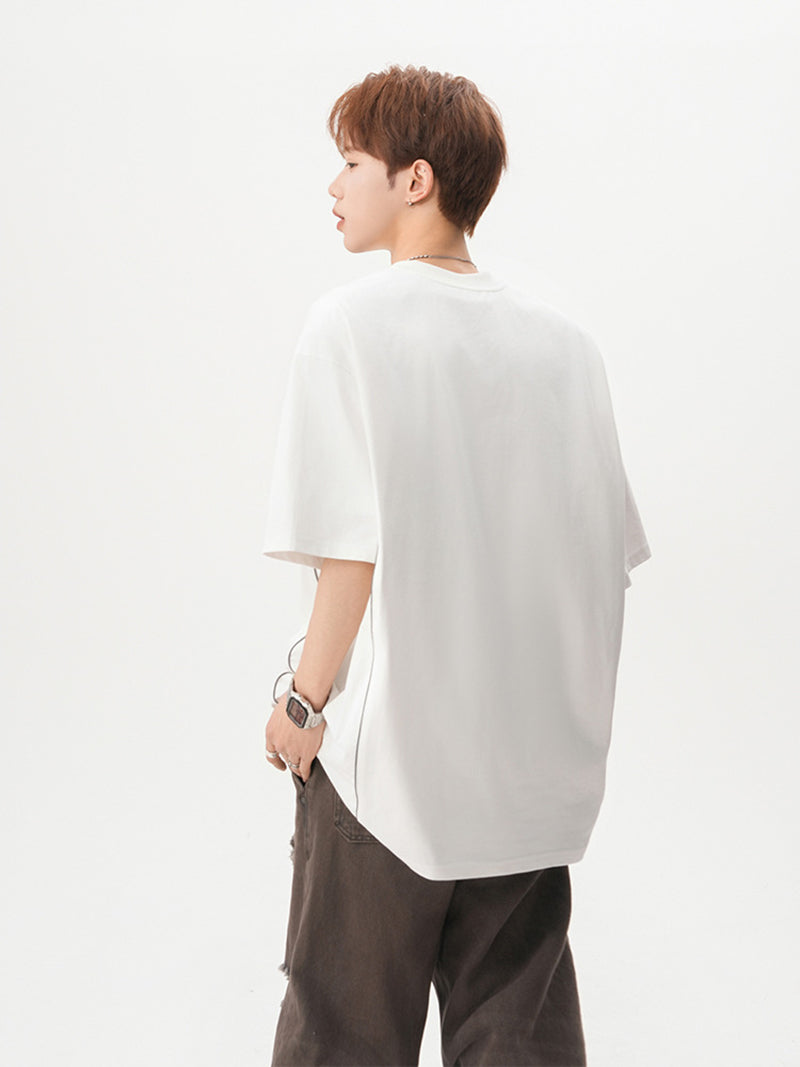 Round Neck Drop-Shoulder Sleeves Oversized T-shirt