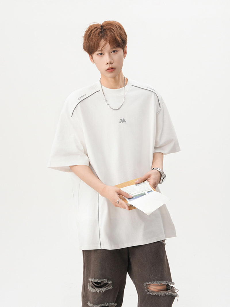 Round Neck Drop-Shoulder Sleeves Oversized T-shirt