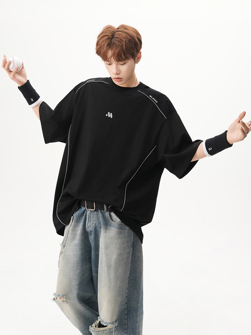 Men Solid Round Neck Oversized T-shirt