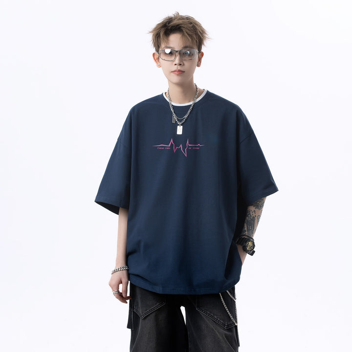 Cotton Round Neck Raw Edge T-shirt