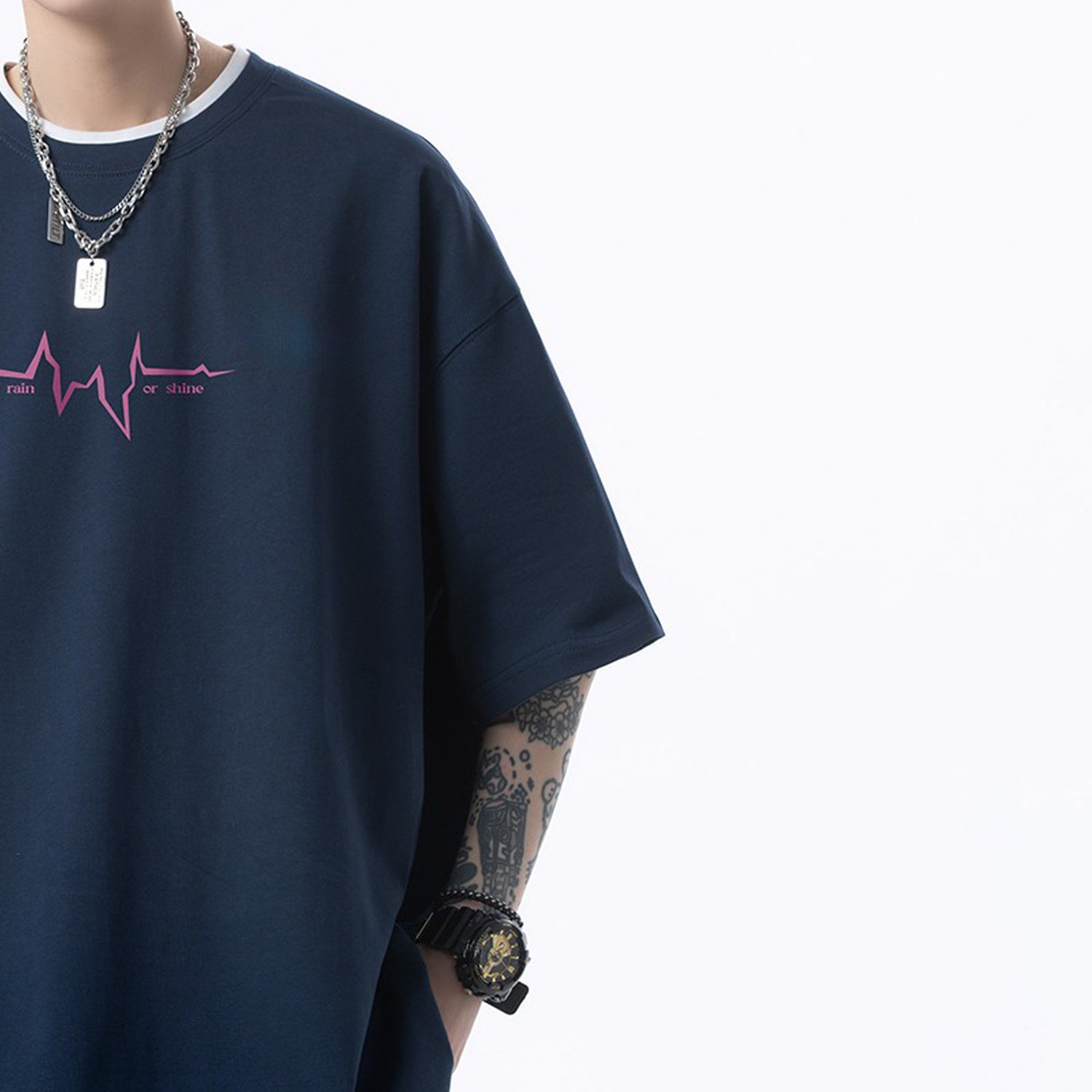 Cotton Round Neck Raw Edge T-shirt