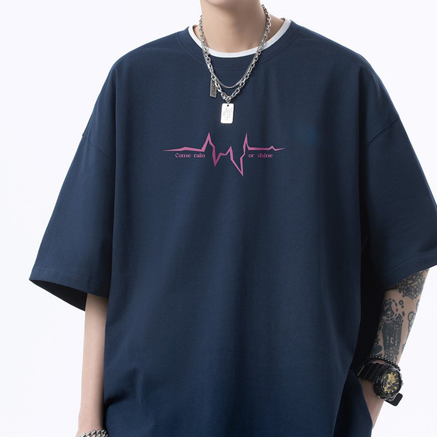 Cotton Round Neck Raw Edge T-shirt