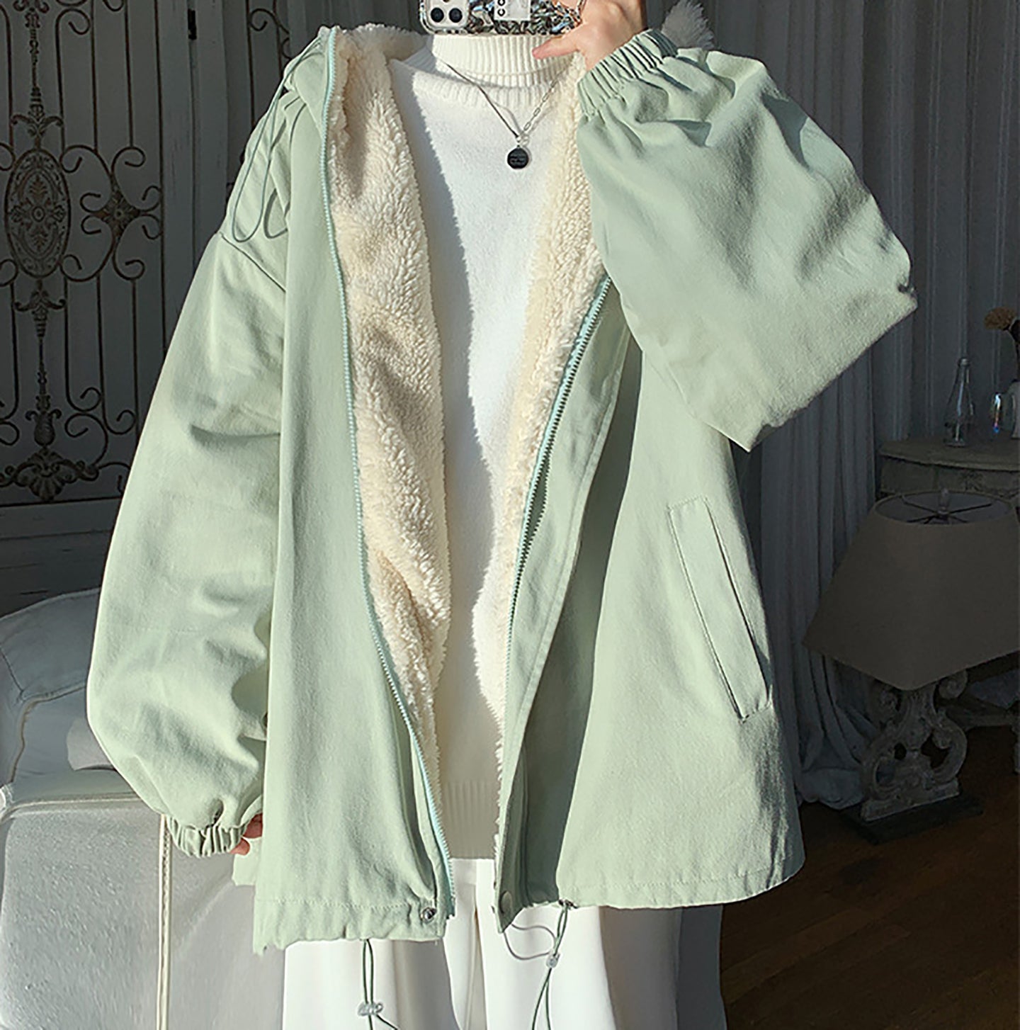Men Open Front Hooded Jacket
