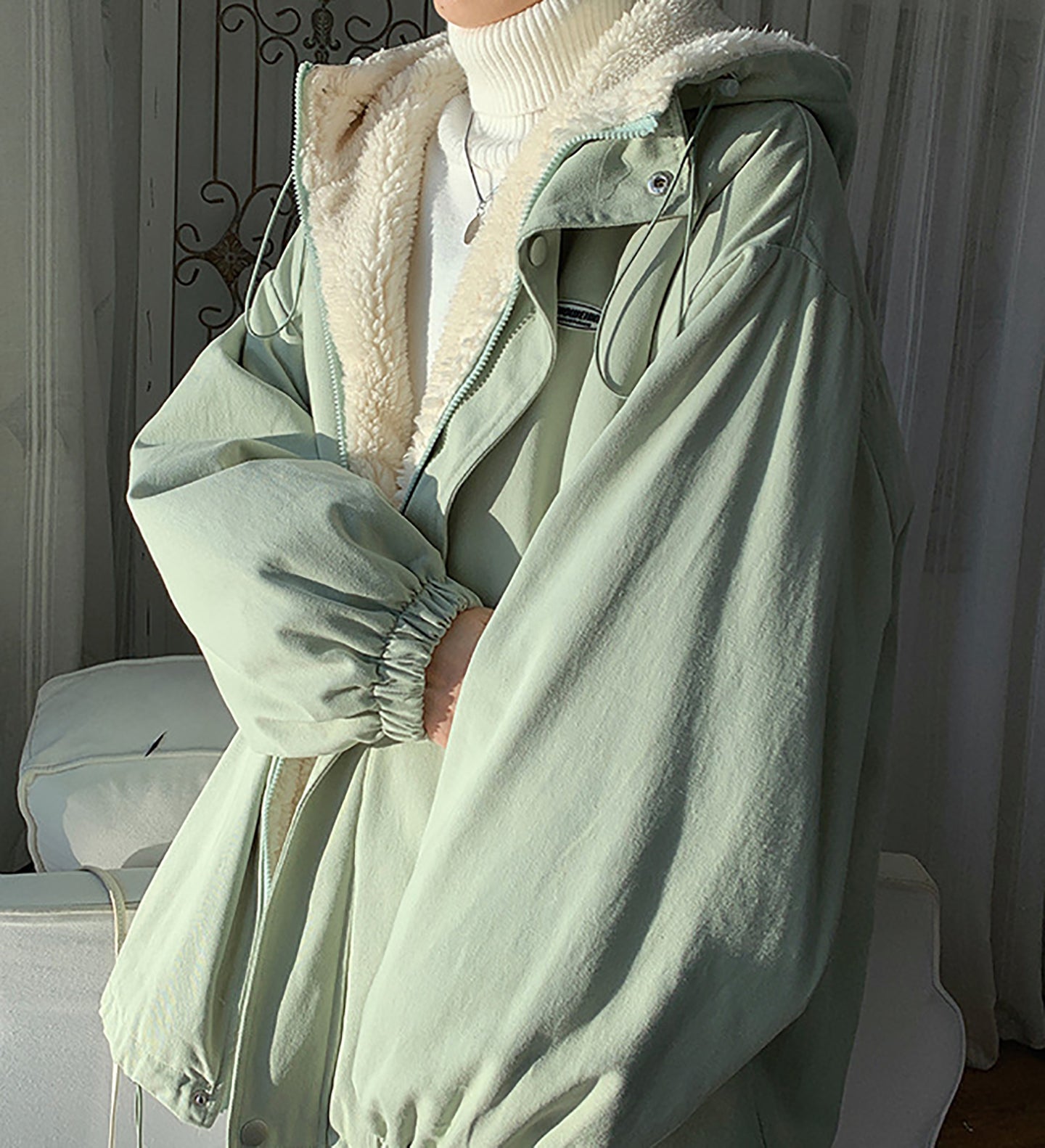 Men Open Front Hooded Jacket