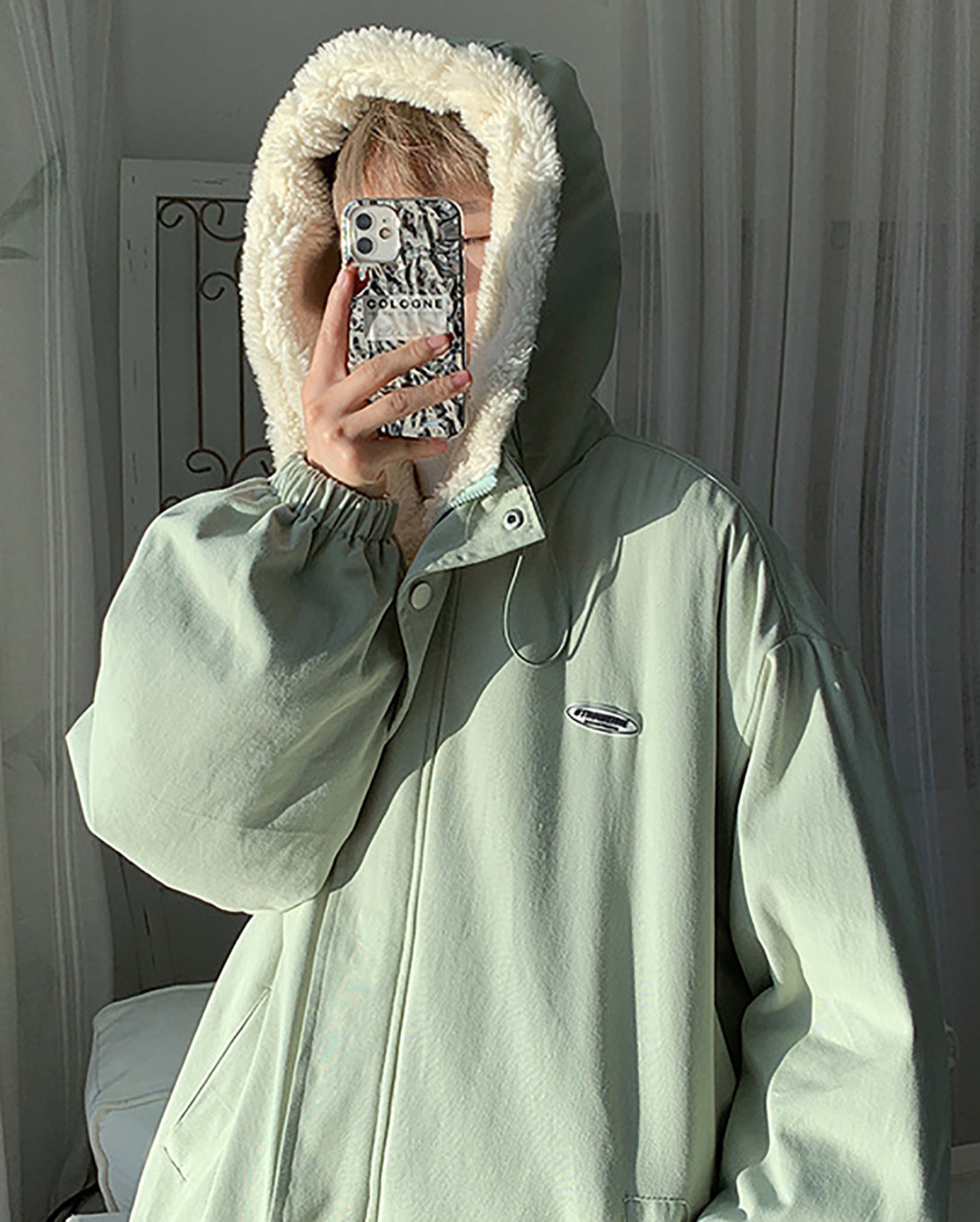 Men Open Front Hooded Jacket