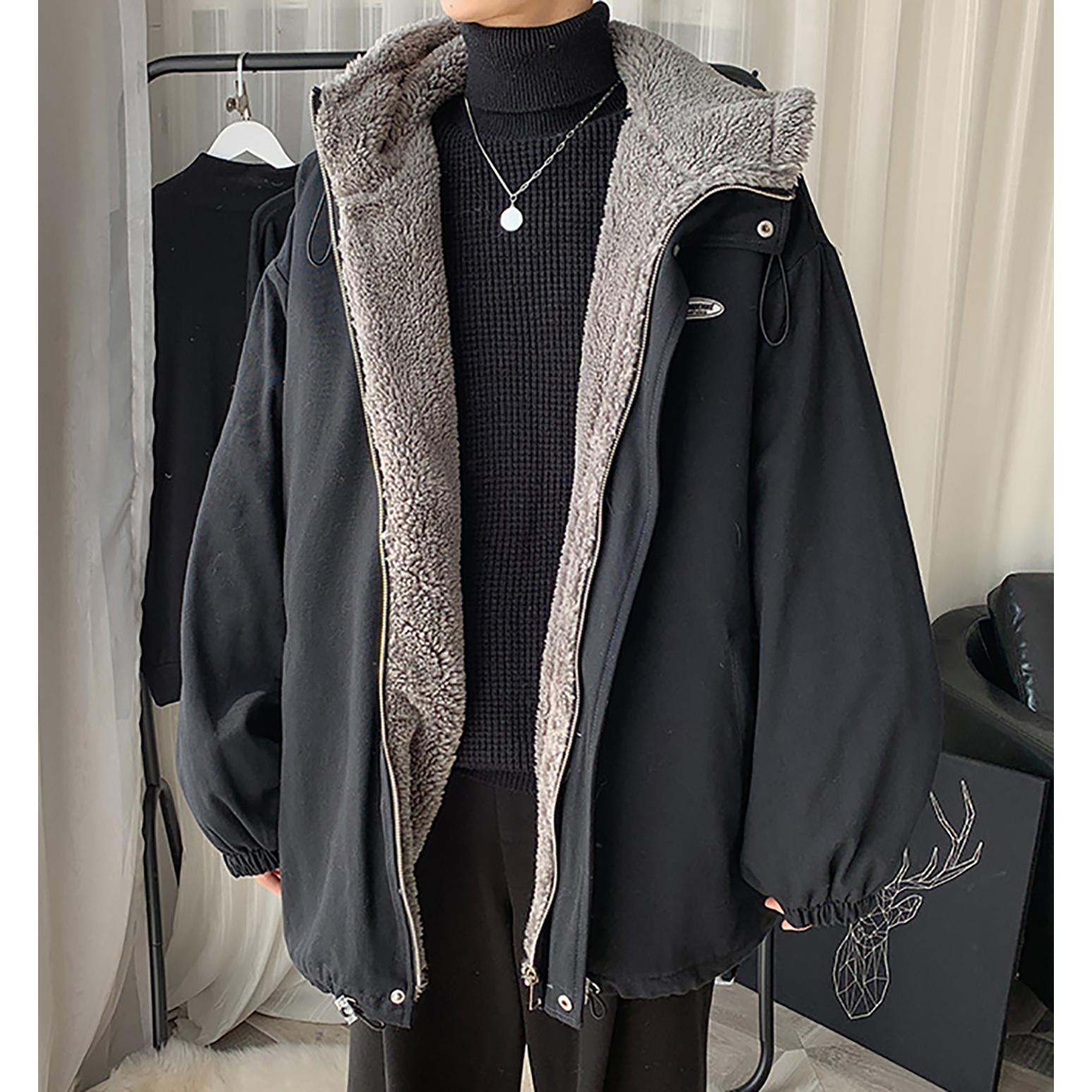 Men Hooded Open Front Jacket
