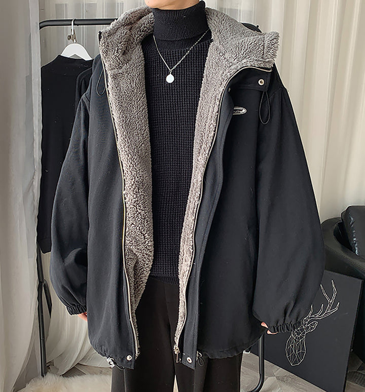 Men Hooded Open Front Jacket