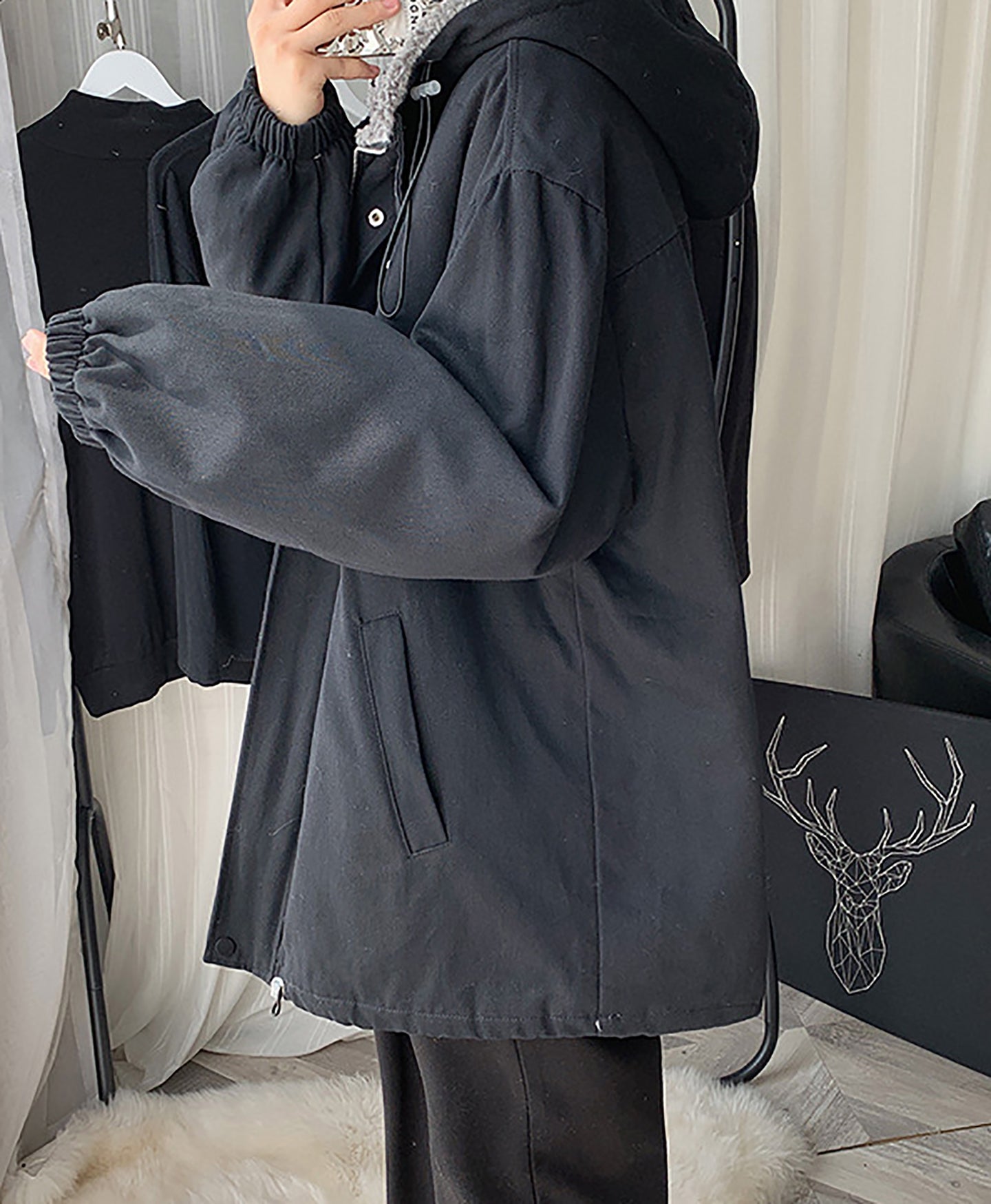Men Hooded Open Front Jacket