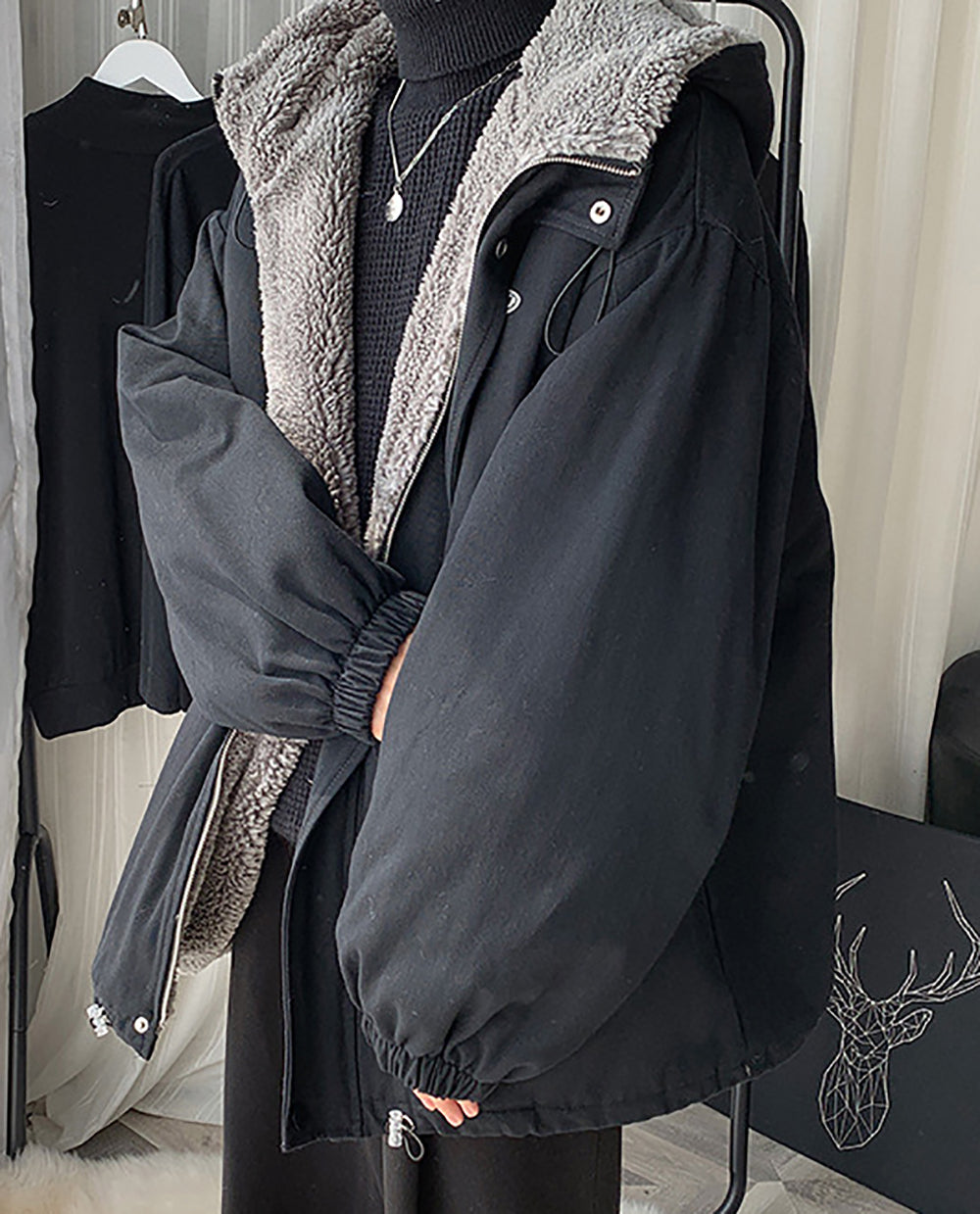 Men Hooded Open Front Jacket