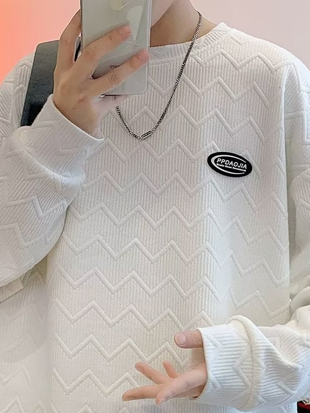 Men Self Design Round Neck Sweatshirt