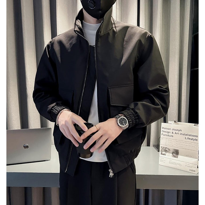 Men Mock Collar Tailored Jacket