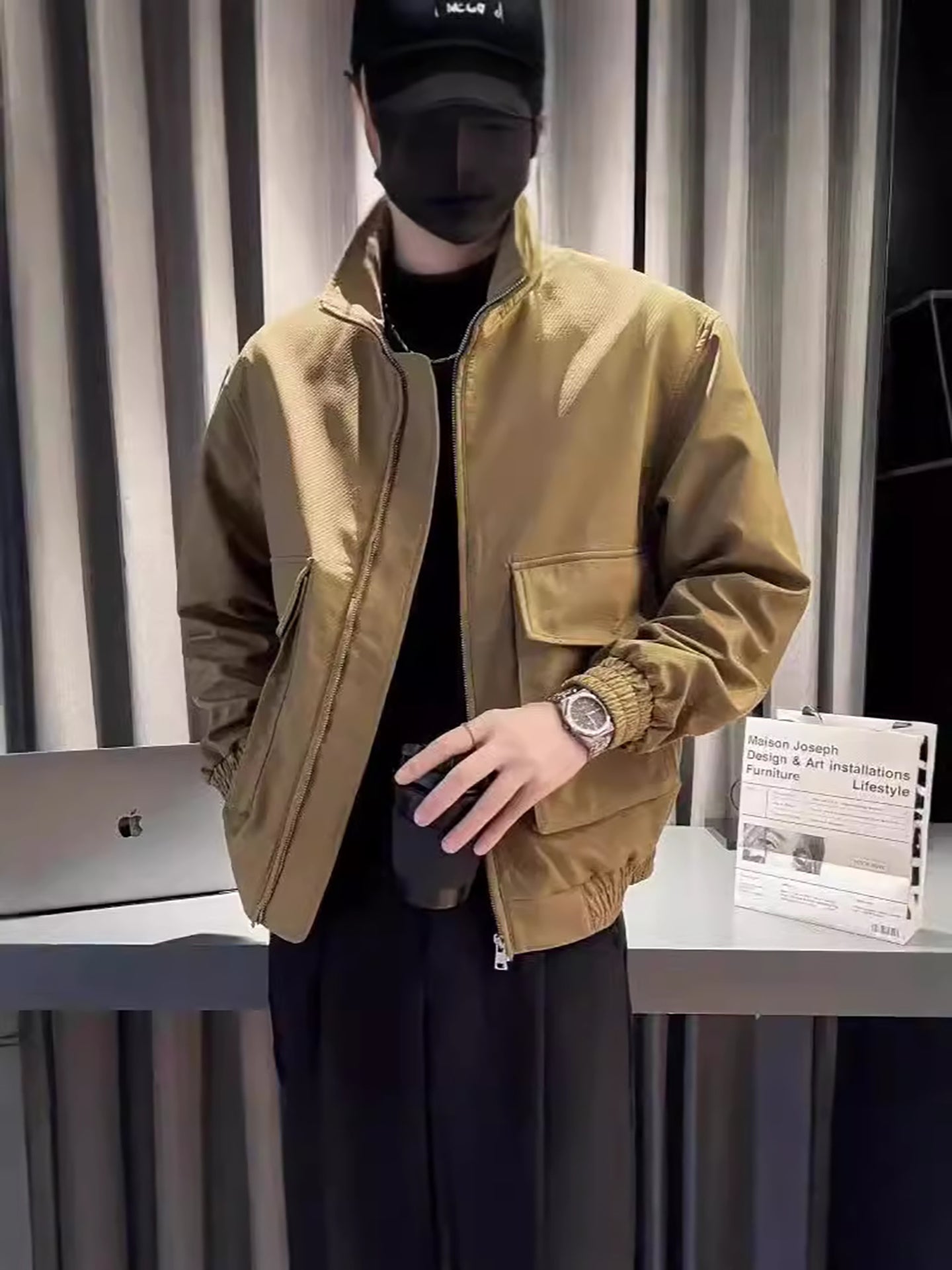Men Stand Collar Tailored Jacket