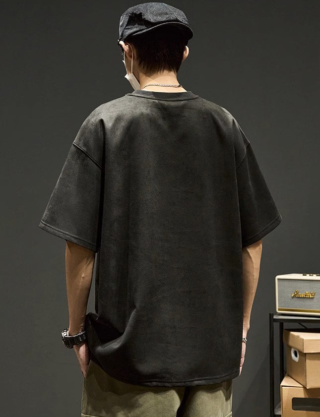 Typography Printed Round Neck Raw Edge T-shirt