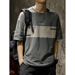Colourblocked Short Sleeves Round Neck Regular Fit Casual T-shirt