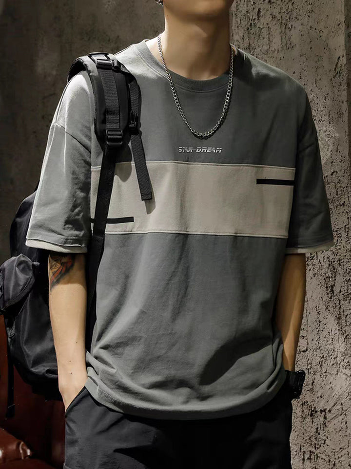Colourblocked Short Sleeves Round Neck Regular Fit Casual T-shirt