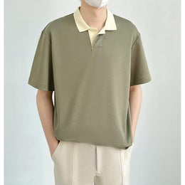 Polo Collar Raw Edge T-shirt