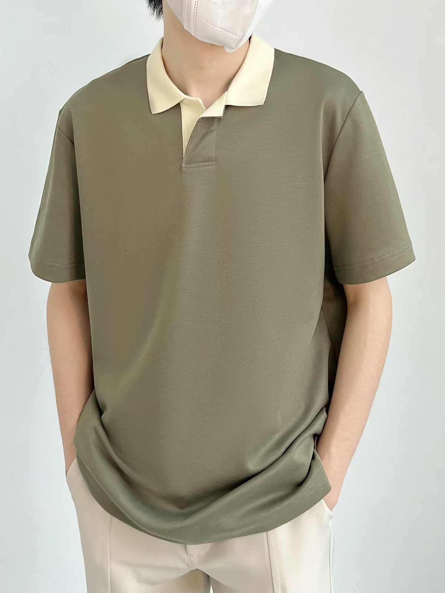 Polo Collar Raw Edge T-shirt