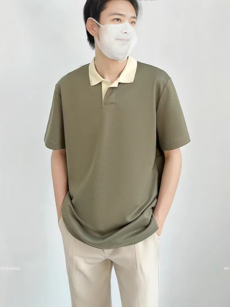 Polo Collar Raw Edge T-shirt