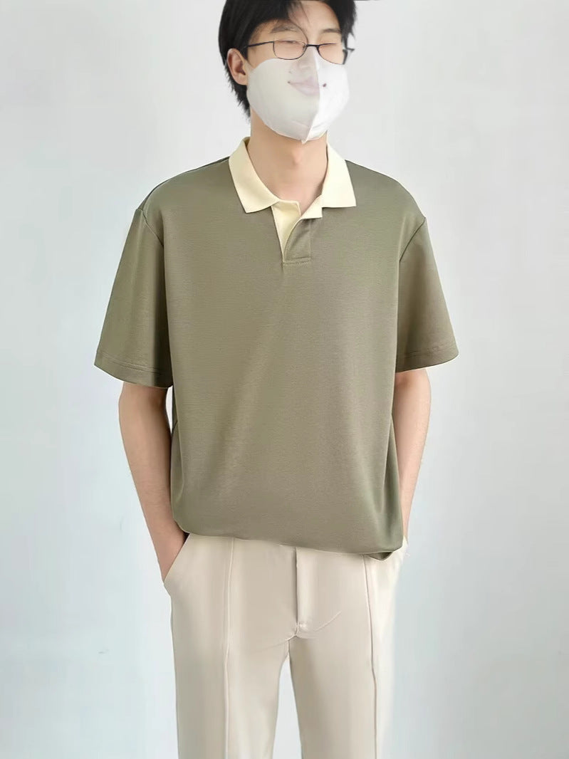 Polo Collar Raw Edge T-shirt