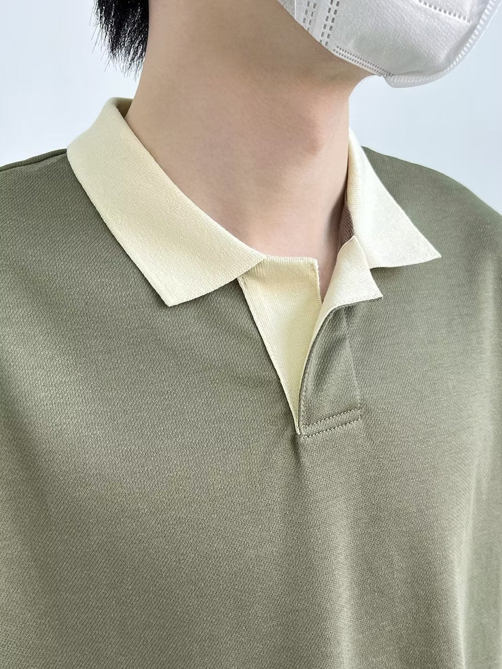 Polo Collar Raw Edge T-shirt