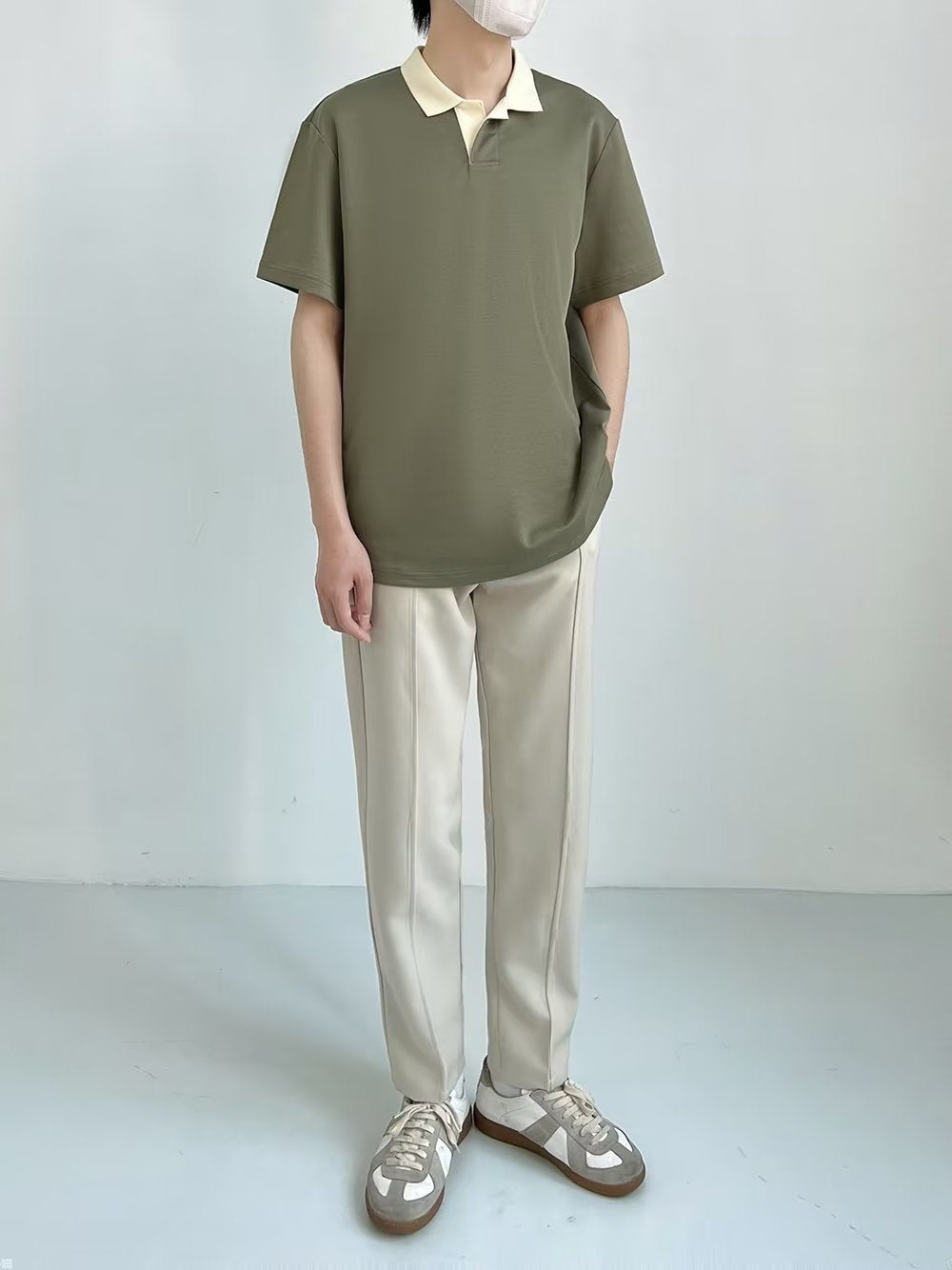 Polo Collar Raw Edge T-shirt