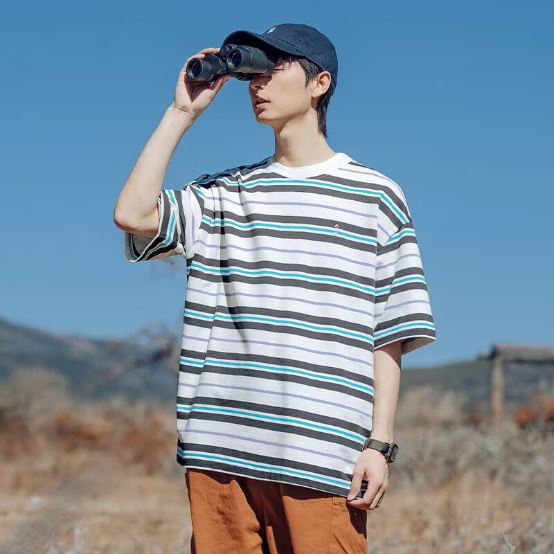 Striped Round Neck Oversized T-shirt