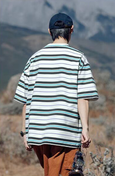 Striped Round Neck Oversized T-shirt