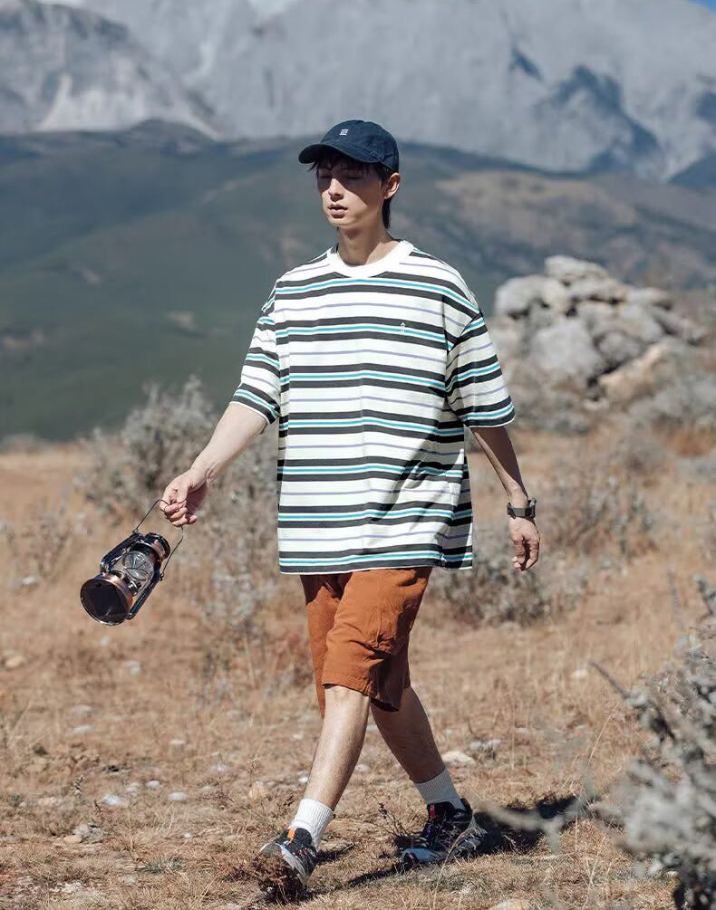 Striped Round Neck Oversized T-shirt