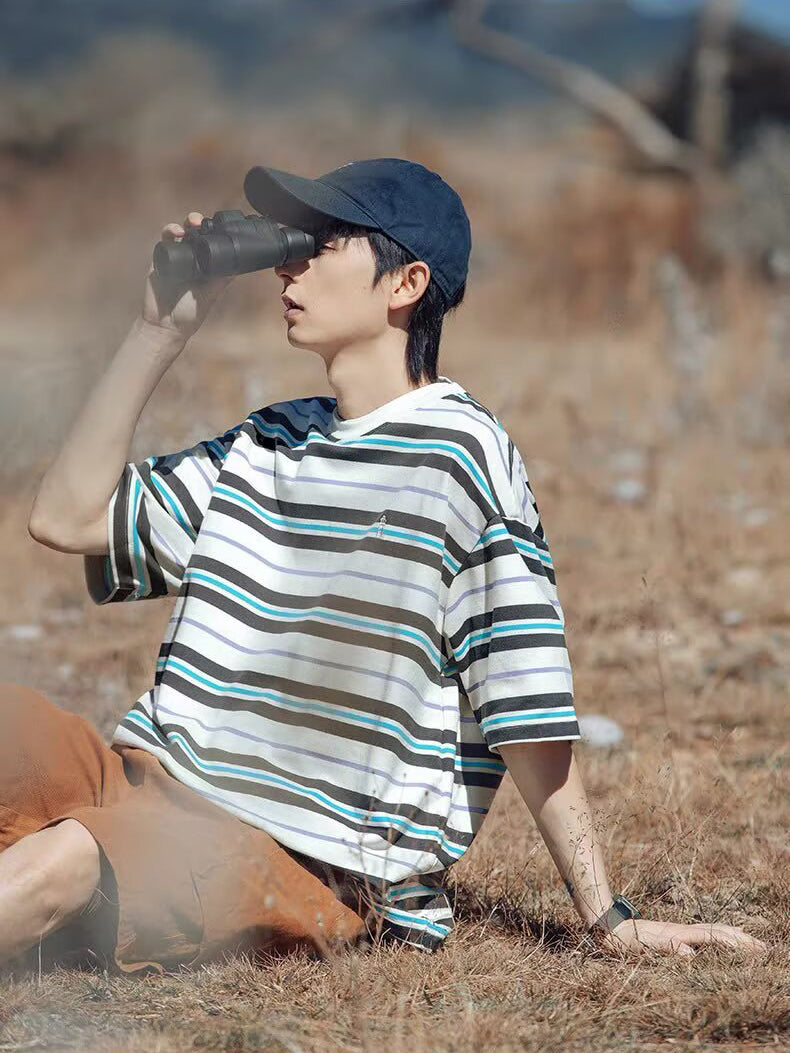 Striped Round Neck Oversized T-shirt