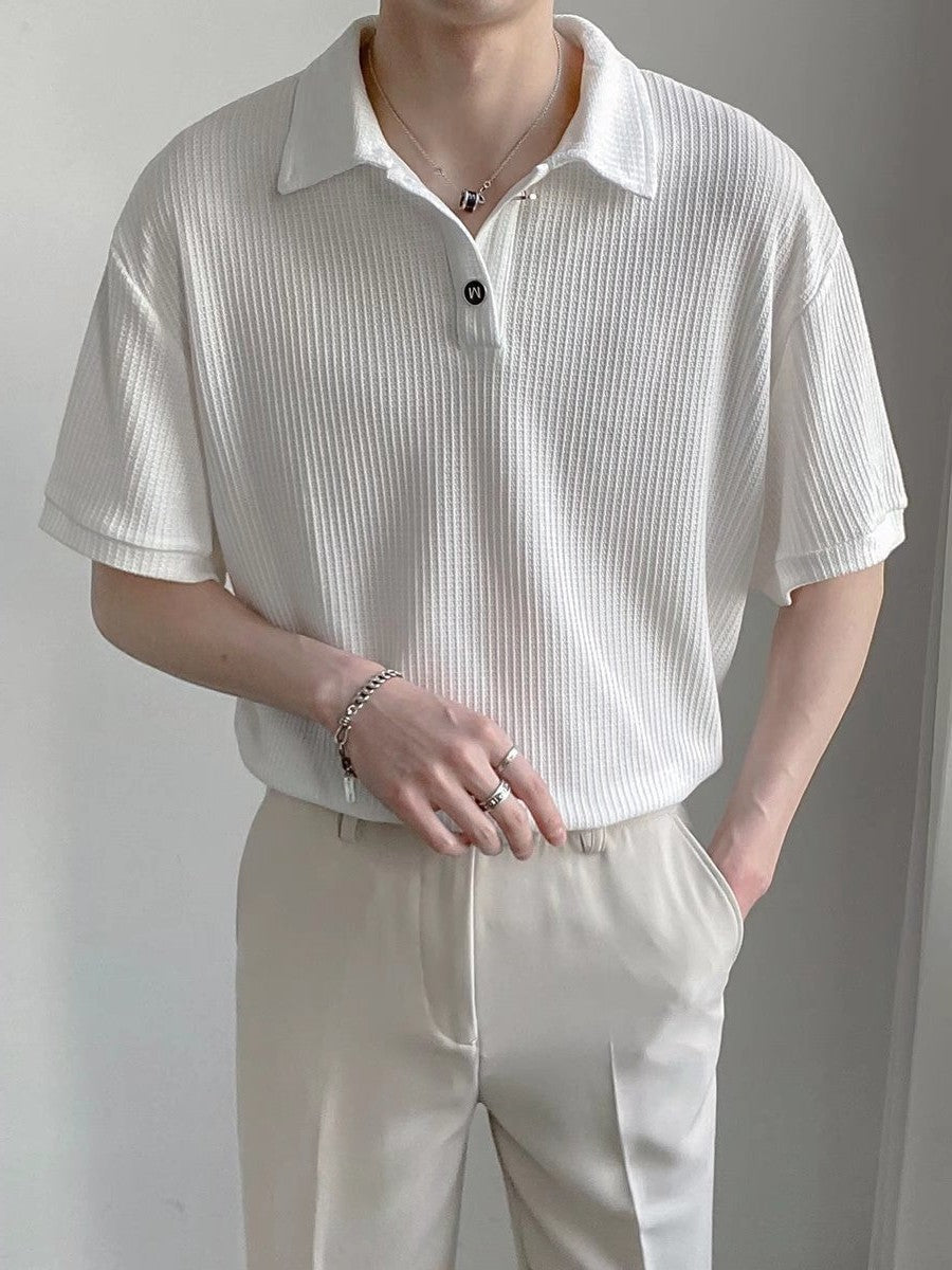 Polo Collar Raw Edge T-shirt