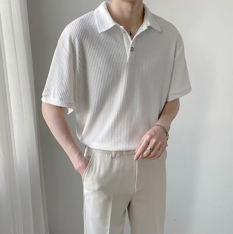 Polo Collar Raw Edge T-shirt