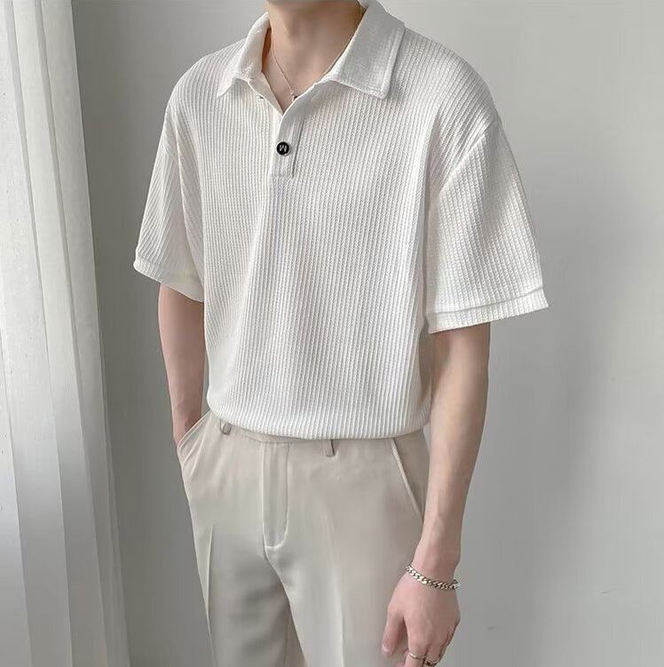 Polo Collar Raw Edge T-shirt