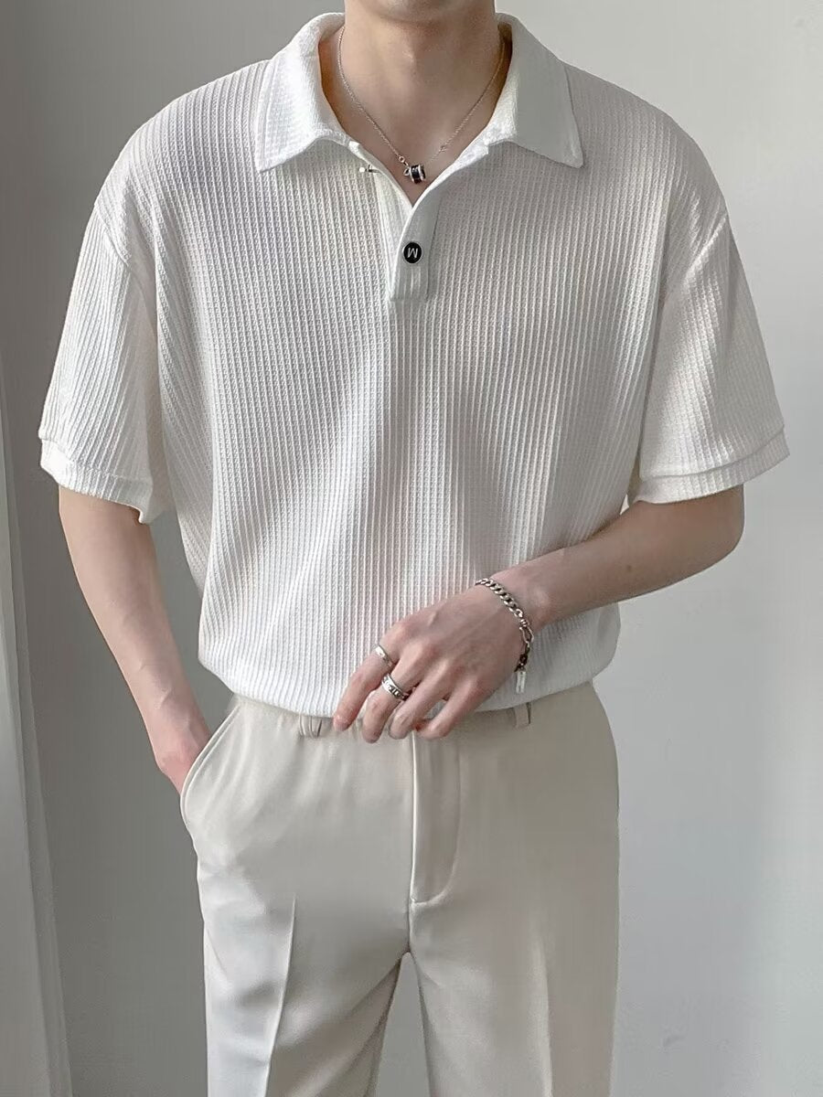 Polo Collar Raw Edge T-shirt
