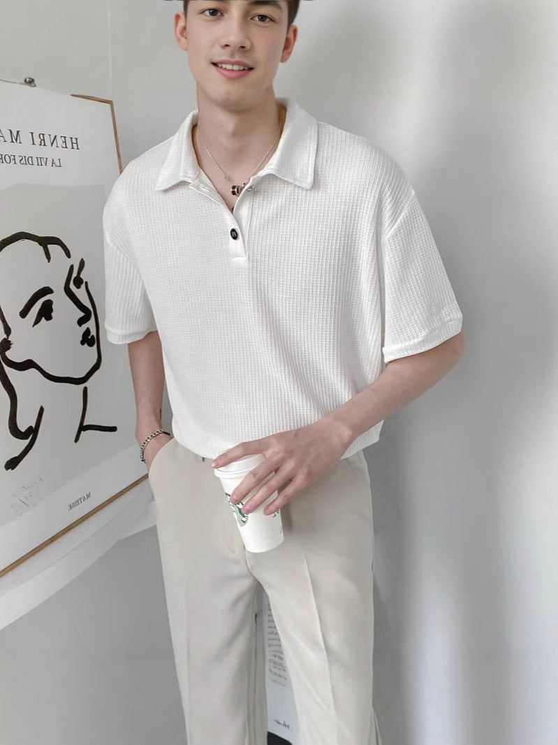 Polo Collar Raw Edge T-shirt