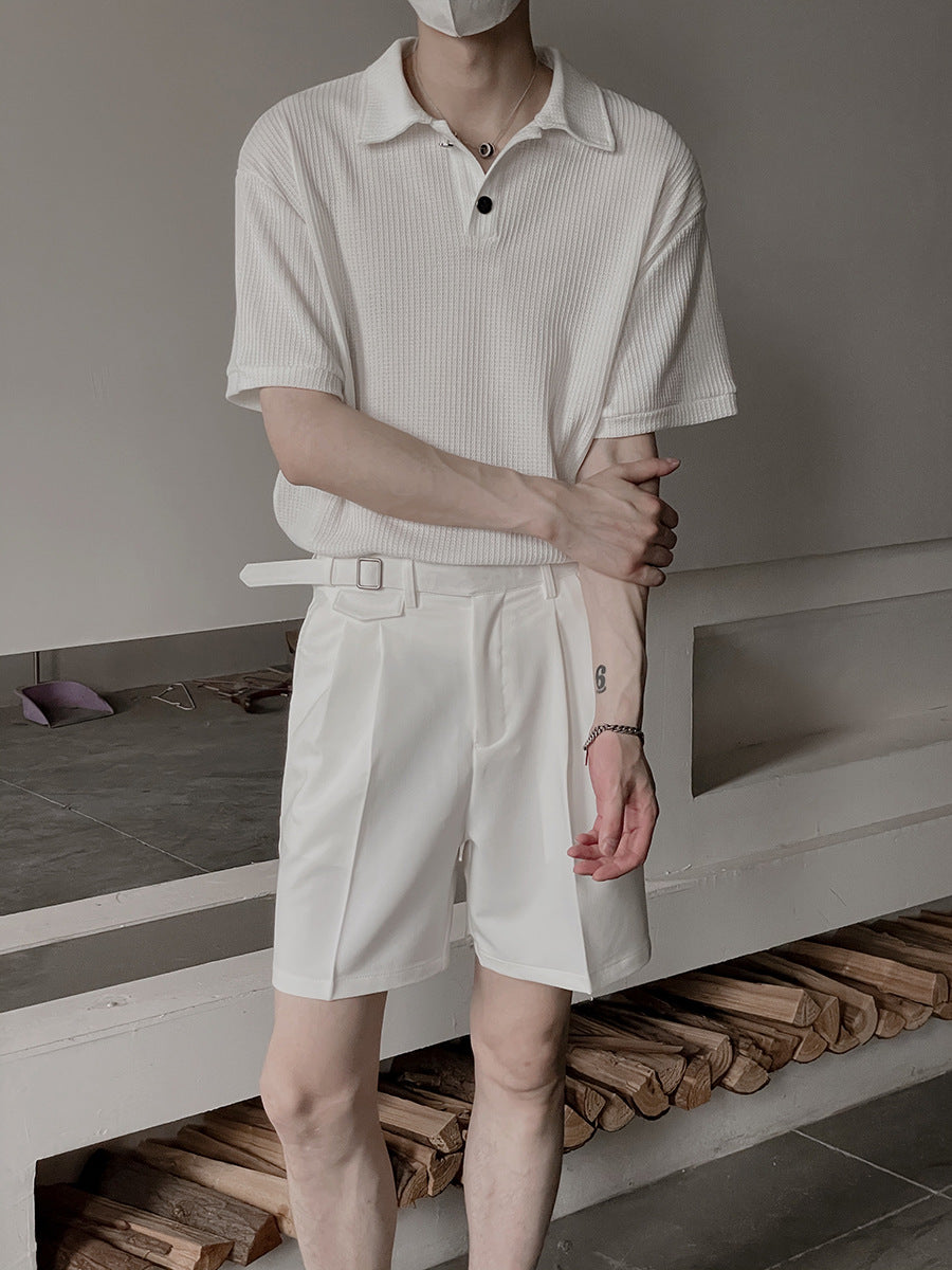 Polo Collar Raw Edge T-shirt