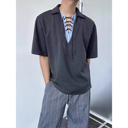 Men V-Neck Drop-Shoulder Sleeves T-shirt