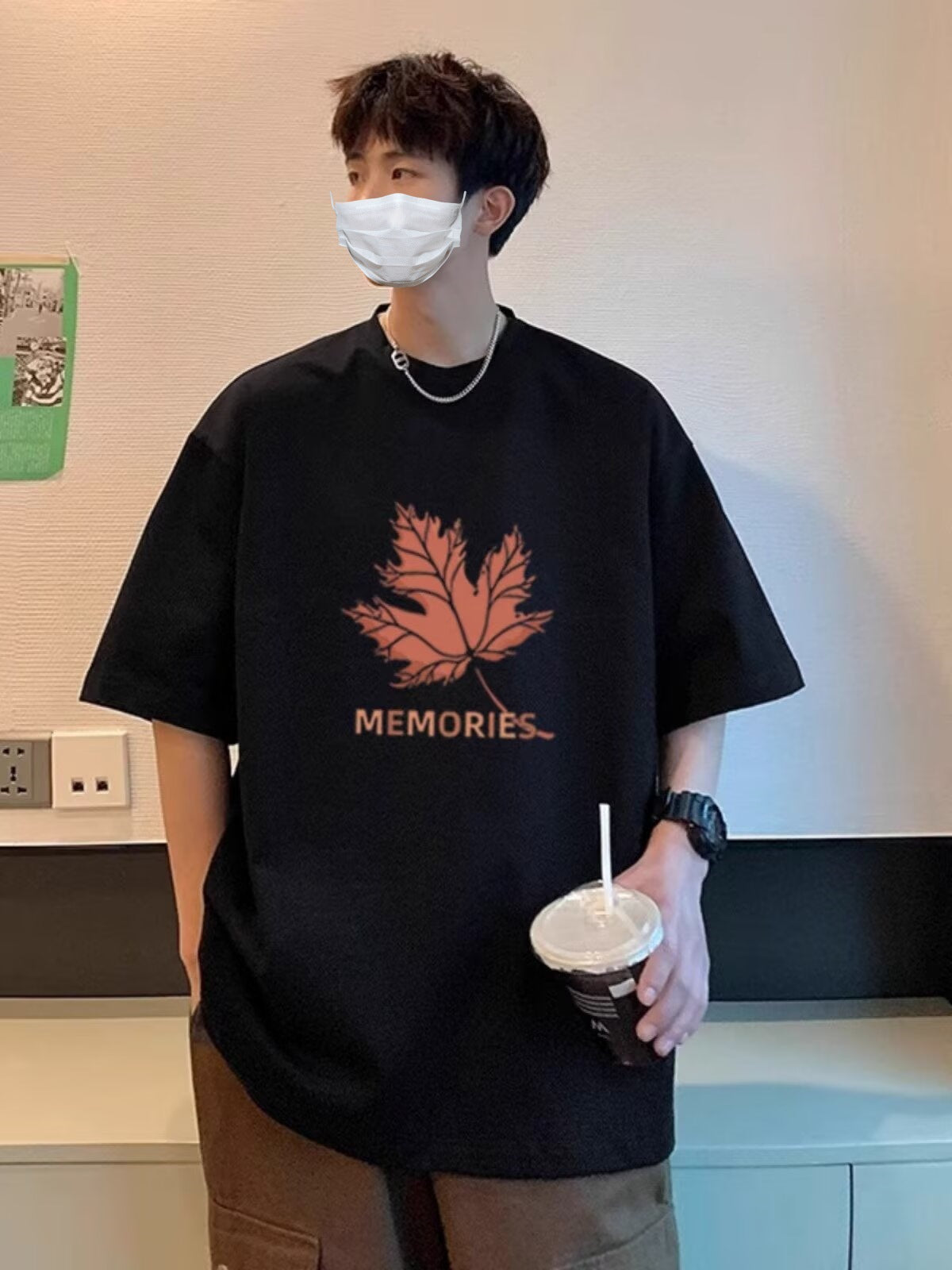 Memories Graphic Oversized Round Neck Short Sleeves T-shirt