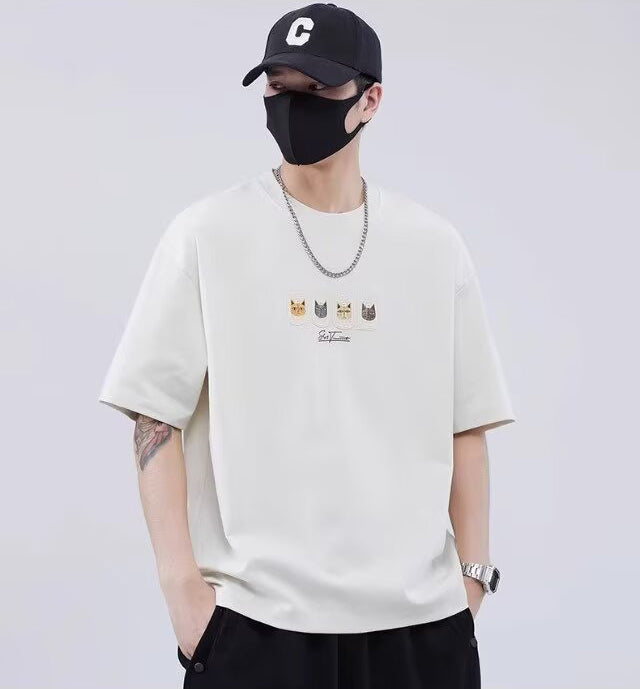 Graphic Printed Round Neck Drop Shoulder Oversized Cotton T-shirt