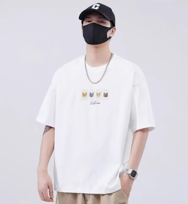Graphic Printed Round Neck Drop Shoulder Oversized Cotton T-shirt