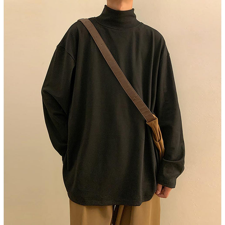 Men Solid High Neck Oversized T-shirt