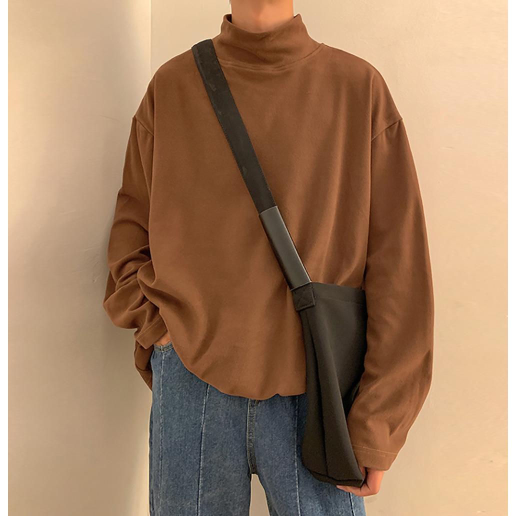 Men Solid High Neck Oversized T-shirt