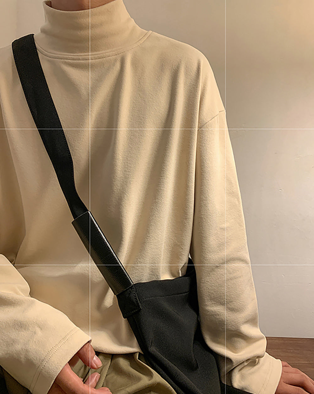Men Solid High Neck Oversized T-shirt