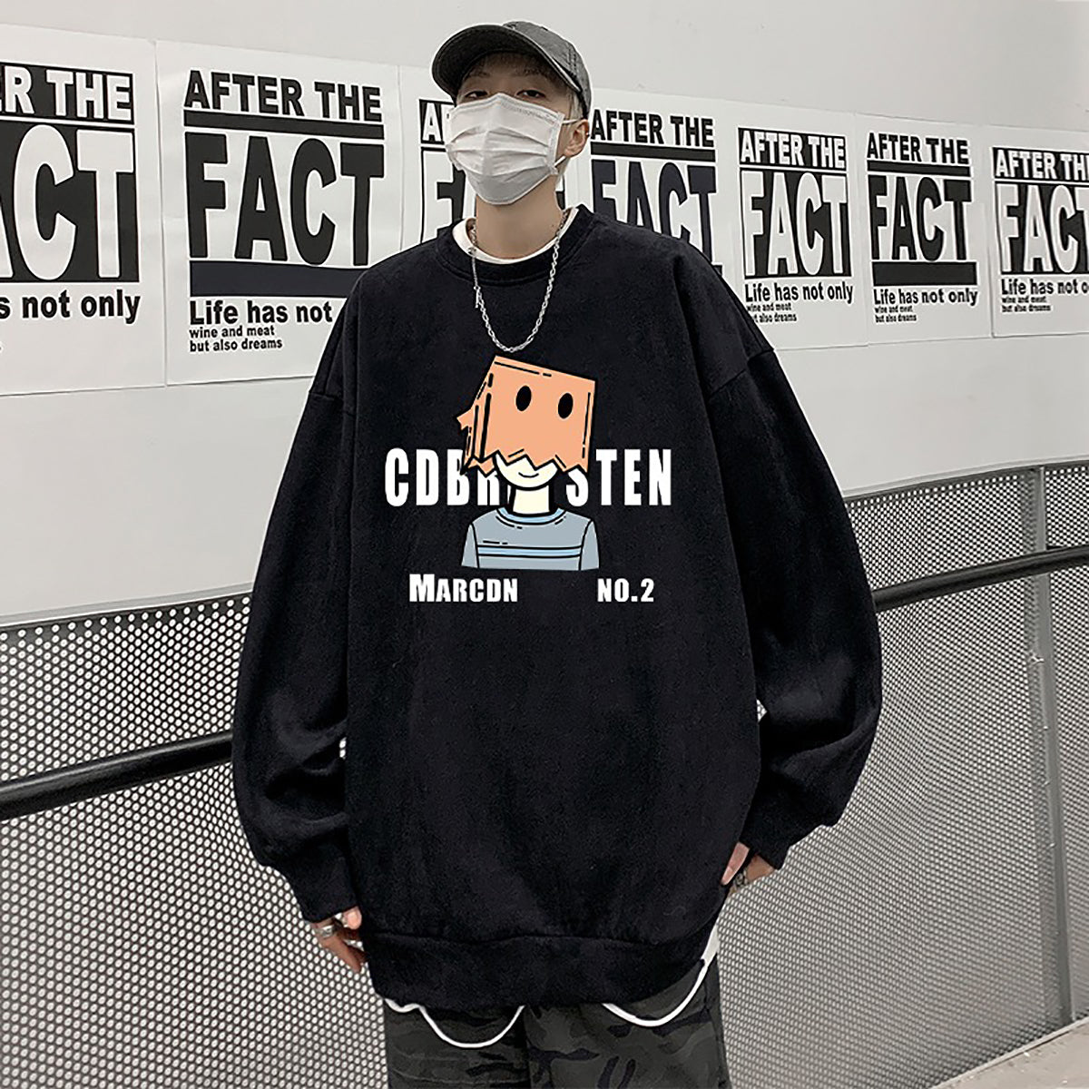 Men Printed Oversized Pullover Sweatshirt